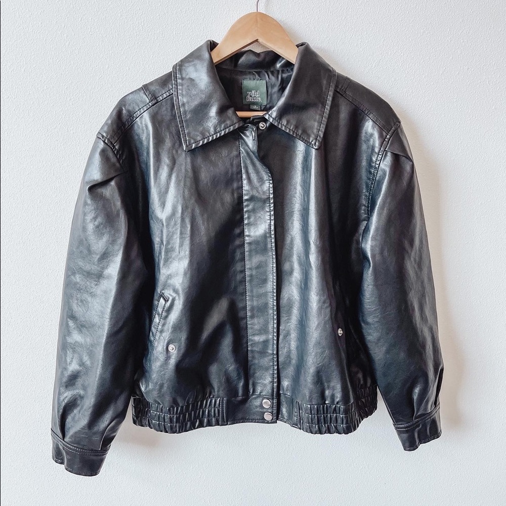 SOLD Faux leather bomber jacket